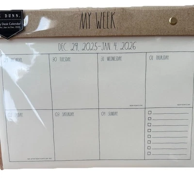 2026 Weekly Desk Planner Rae Dunn 12 Months Calendar Jan- Dec. 2026 Brown