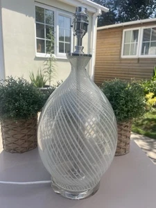 Beautiful Laura Ashley White Spiral Glass Table Lamp - Picture 1 of 7