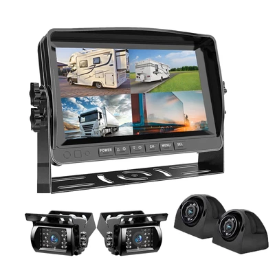 7" Quad Monitor DVR 1080P 4x Reversing Camera For Trucks, Vans - Image 1 of 4