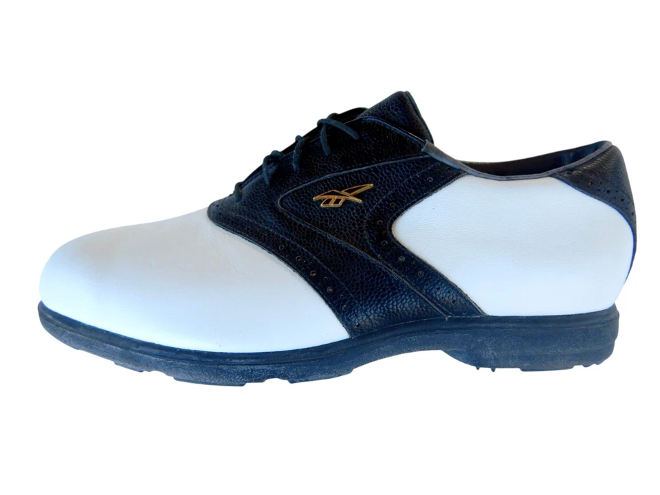 Nuevos zapatos de golf Reebok EE. UU. para hombre blancos negros de cuero genuino - EE. UU. 10 UK 9 EU 43 Foto 1 de 4