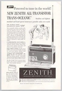 Zenith Short Wave Radio All Transistor Trans Oceanic 1958 Vtg Print Ad Globe - Picture 1 of 2