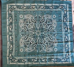 ONE NEW Vintage Newport Cigarettes Bandana Hankerchief 22x22 Lorillard USA 70's - Picture 1 of 4