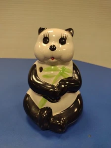Vintage Big Early Ceramic Painted Panda Bamboo Flower Pot Vase Planter Numbered - Picture 1 of 9