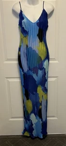 NWT Pretty Little Thing Size 8 Royal Blue Strappy Maxi Bodycon Art To Wear Dress - Picture 1 of 6
