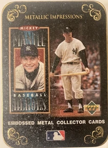 1995 MICKEY MANTLE UPPER DECK METALLIC IMPRESSIONS TIN & 5 EMBOSSED CARDS - Picture 1 of 2