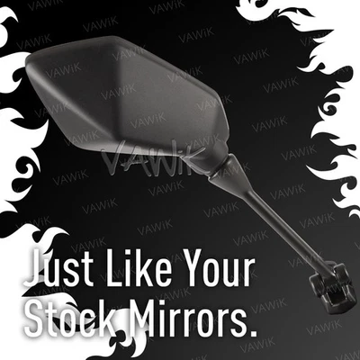 VAWiK -OE Espejo de repuesto negro para Kawasaki Ninja 400R '11-'16 x1 DERECHO Foto 1 de 4