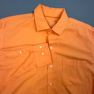 Camisa Peter Millar Para Hombres L Naranja Algodón Mezcla Seda Abotonada Resort Informal - Imagen 1 de 7