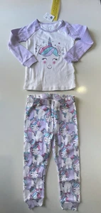 NEU Einhorn Schlafanzug 2-teilig Pyjama Größe 2T Mädchen Pyjama Set 100% Baumwolle PJ Place - Bild 1 von 9