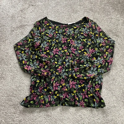 Patrizia Pepe Black Designer Italian Silk Semi Sheer Blouse Women Size 42 / US 6 - Image 1 of 4