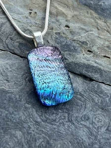 Dichroic GlassPendant Handmade Cornwall Winter Ocean - Picture 1 of 4