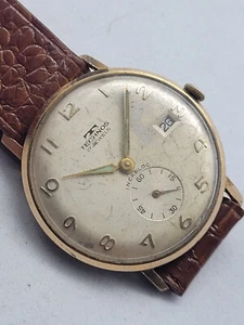 VINTAGE TECHNOS SILVER DIAL MANUAL WIND MAN'S WATCH /N047 - Picture 1 of 4