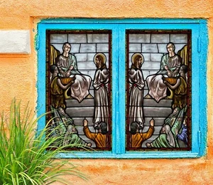 3D Religious Man ZHU329 Window Film Print Sticker Cling Stained Glass UV Zoe - Picture 1 of 11