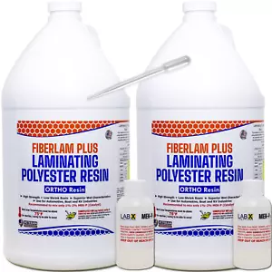FIBERLAM PLUS 2 Gallon FIBERGLASS RESIN +MEKP (for Laminating cloth, mat,strand) - Foto 1 di 6