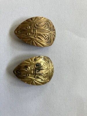 Antique Shoe Button Covers Bronze Brass Shield Textured - Image 1 of 2