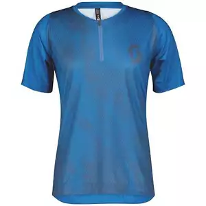 Scott Trail Vertic Zip Mens Cycling Jersey Blue Short Sleeve Bike Ride Top - Picture 1 of 2