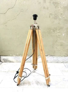 Tripod Teak Wood Adjustable Leg Tripod Vintage Floor lamp Stand Tripod Lamp - Picture 1 of 7
