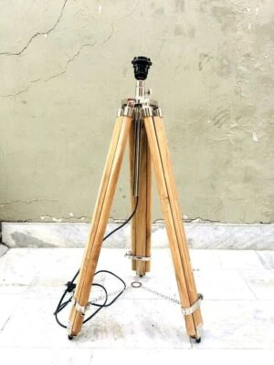 Tripod Teak Wood Adjustable Leg Tripod Vintage Floor lamp Stand Tripod Lamp - Image 1 of 4