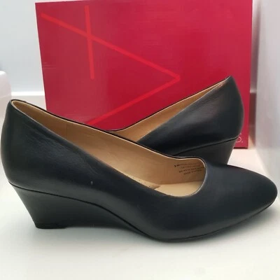 Aerosoles Womens Shoes Inner Circle Black Leather Wedge Size 8W  Comfort NEW - Image 1 of 4