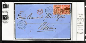 GB 1864 QV COVER WITH 4d COMMA VARIETY USED IN LIVERPOOL. - Foto 1 di 1
