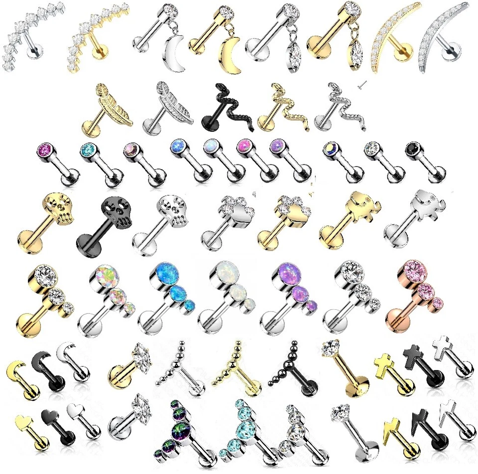 IMPLANT GRADE TITANIUM Tragus Bar Cartilage Earring Internally Threaded Stud G23 - Image 1 of 1