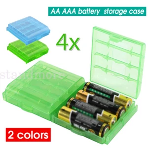 4 x Hard Plastic Case Holder Storage Box Cover for Rechargeable AA AAA Batteries - Picture 1 of 9