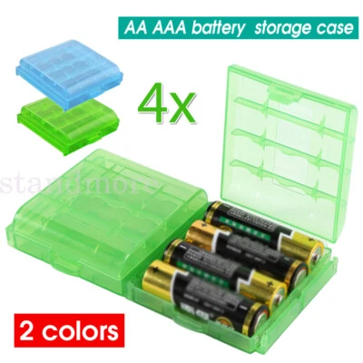 4 x Hard Plastic Case Holder Storage Box Cover for Rechargeable AA AAA Batteries - Image 1 of 4