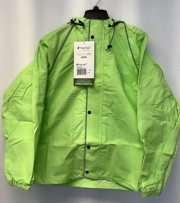Jaqueta Frogg Toggs masculina verde zíper completo reflexiva corta-vento com capuz tamanho M - Imagem 1 de 4