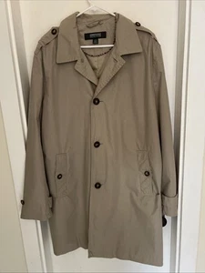Men’s Kenneth Cole Reaction Size L Tan Overcoat Trench Coat Nylon Cotton Blend - Picture 1 of 7
