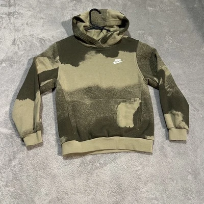 Nike Hoodie Youth Large 12/13 Green Camo Pullover Swoosh Camouflage Fleece - Image 1 of 4
