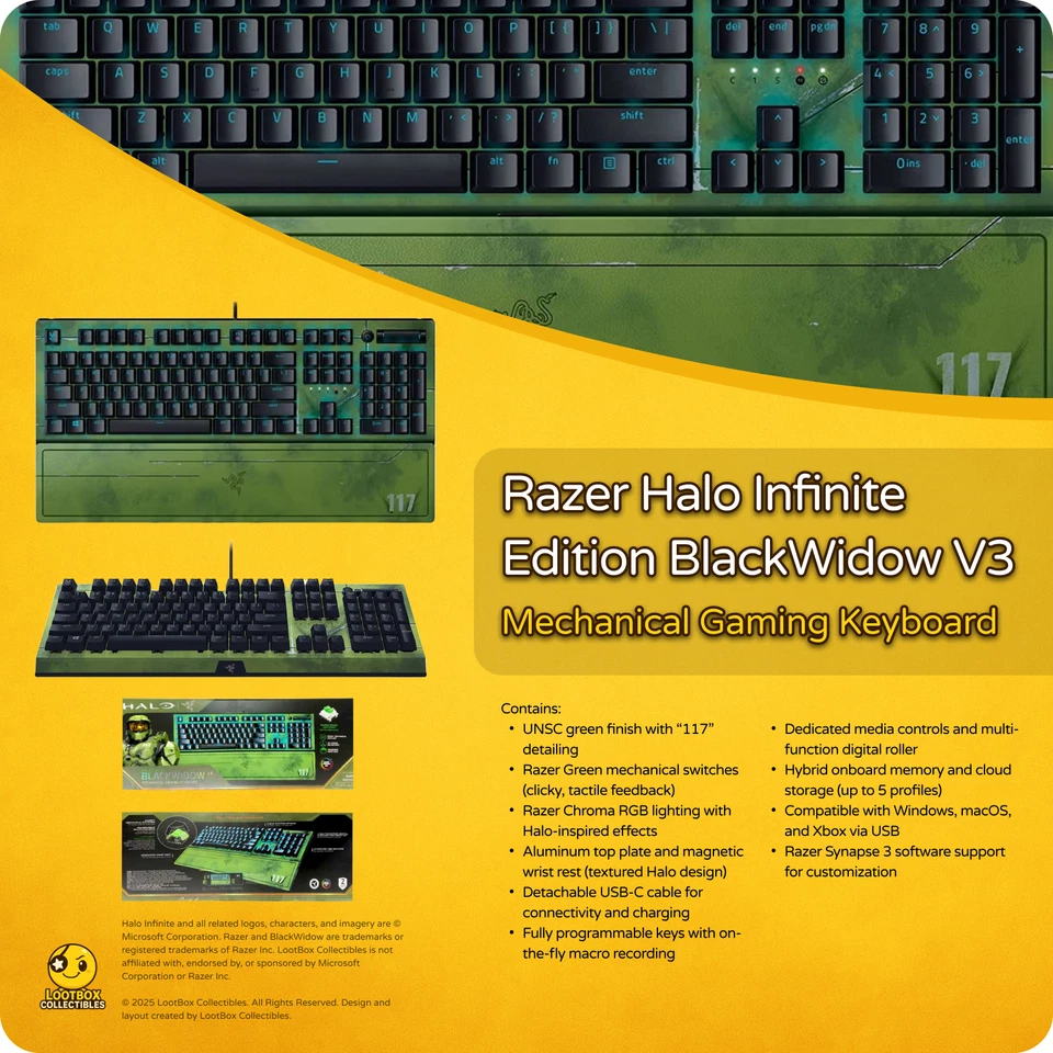 Teclado mecânico para jogos - Razer BlackWidow V3 Halo Infinite Edition - Imagem 1 de 1