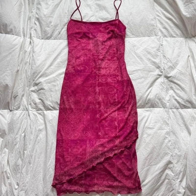 Винтажный y2k rampage розовый скольжения платье асимметричный шифоновое наложение sz M фея  - Изображение 1 из 4