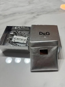 Dolce&Gabbana Hombres D&G Collar de Cadena de Plata Logo Diseño de Placa Lujo Elegante ITA - Imagen 1 de 4
