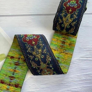 354.3inch/9m Vintage Jacquard Ribbon Edge Emobridered Woven Trim Embellishment - Picture 1 of 6