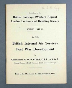 BRITISH INTERNAL AIR SERVICES POST WAR DEVELOPMENT 1950 INFORMATION BROCHURE - Picture 1 of 5