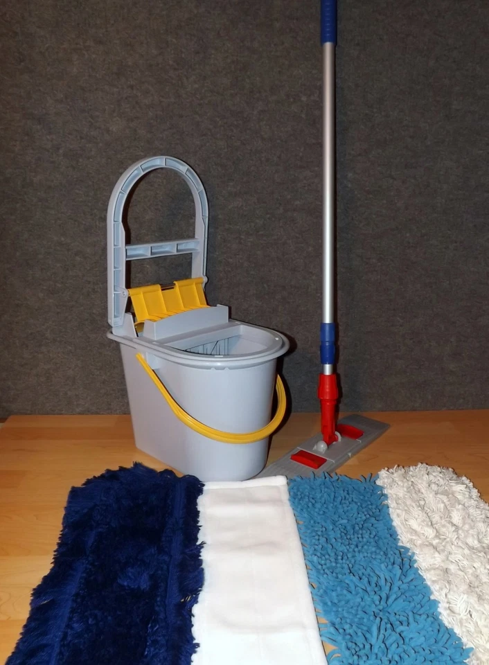  Vermop Wringboy Komplett-Set = Eimer, Presse, Halter, Teleskopstiel u. 4 x Mop  - Bild 1 von 4