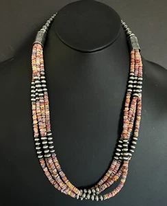 Sterling Silver Multi Strand Multi Color Shell W Pearls Bead Necklace. 26 inch - Picture 1 of 12