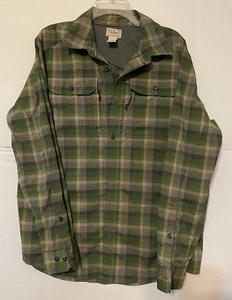 LL Bean Men’s L Reg Button Front Plaid Shirt Poly/Spandex Blend  - Picture 1 of 7