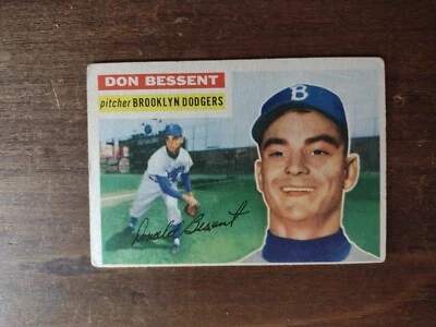 1956 Topps #184 Don Bessent Brooklyn Dodgers No Creases - Image 1 of 2