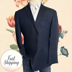 JOS A BANK Mens Tailored Blazer Sport Coat Two Button Jacket 42R LINEN Blue Navy - Picture 1 of 13