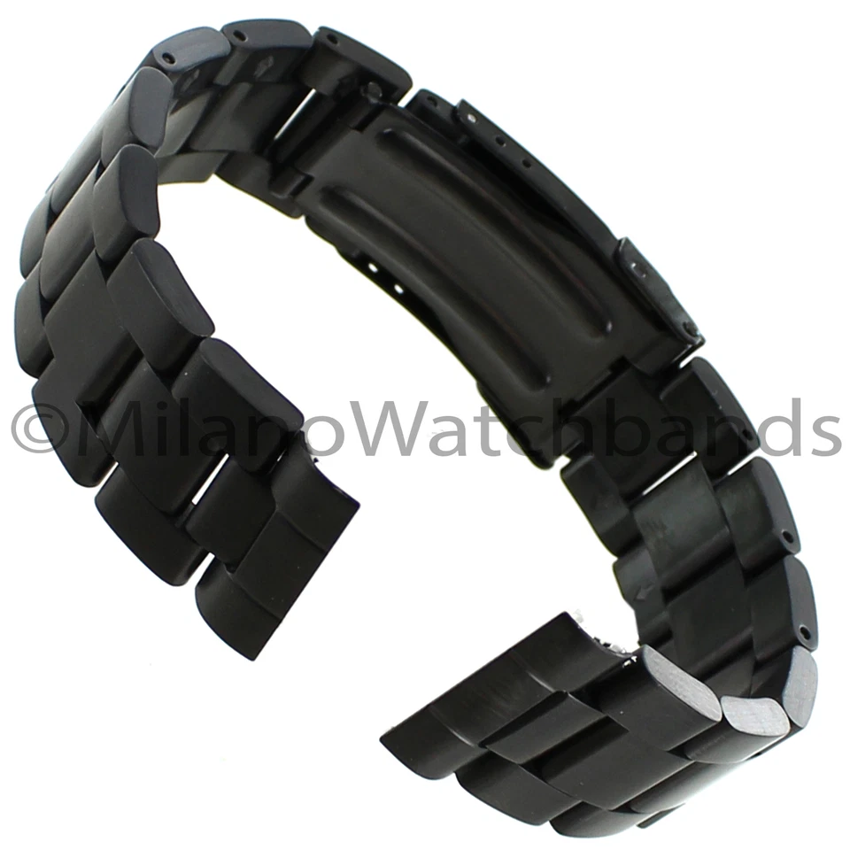 Correa de reloj para hombre de 20 mm deBeer PVD negra recta y curvada de acero inoxidable con eslabones sólidos 114 Foto 1 de 4