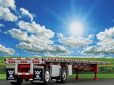 1/64 DCP SILVER/RED WILSON ROADBRUTE SPREAD AXLE FLATBED W/ WHEEL & TOOL BOX - Image 1 of 4