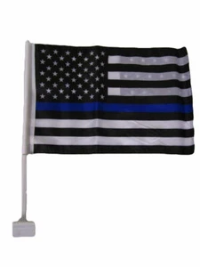 (4 Pack) USA Thin Blue Line 12" x 18" Car Flag Double Sided Police Lives Matter - Picture 1 of 2