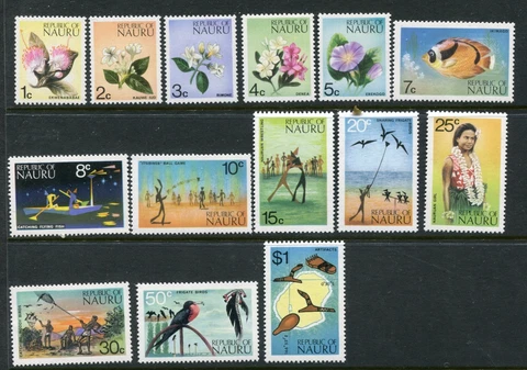 NAURU 1973 Definitives NATURE FLOWERS MNH Set to $1 14 Stamps Cover