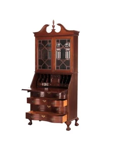 Antique Mahogany Governor Winthrop Secretary Bookcase Desk Claw Feet - Picture 1 of 18