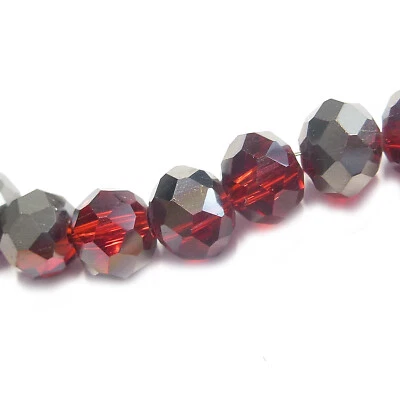 Glasperlen facettiert geschliffen Rondell 6x5 mm rot metallic ca. 90 Perlen R211 - Bild 1 von 4