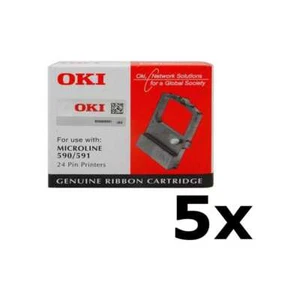 5 x OKI Farbband 09002316 Black schwarz f. OKI MICROLINE 590, MICROLINE 591, OVP - Bild 1 von 1