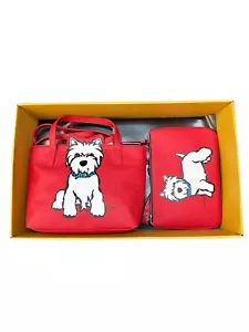 Marc Tetro Damen Handtasche Geldbeutel mit Handgelenktasche Set Yorkie oder Westie - Bild 1 von 5
