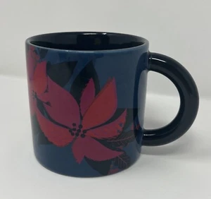 Starbucks Holiday 2021  Navy Poinsettia Ceramic Coffee Mug Cup 12 oz - Picture 1 of 7