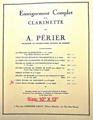Vingt Etudes de Virtuosite for Clarinet by Perier  Leduc Publication,  Vintage - Image 1 of 4