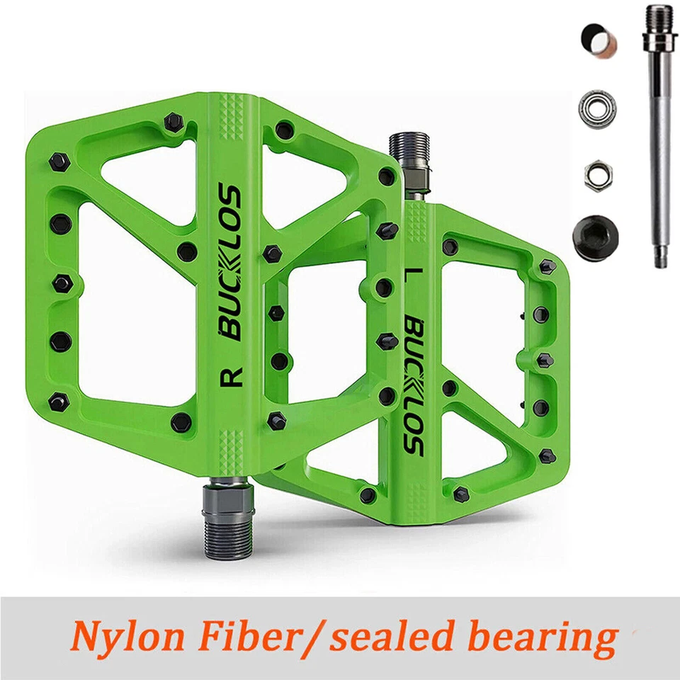 Pedales de nailon para bicicleta de carretera Fit ROCKBROS MTB ensanchamiento ligero 9/16" DU Pedal de rodamiento Foto 1 de 4